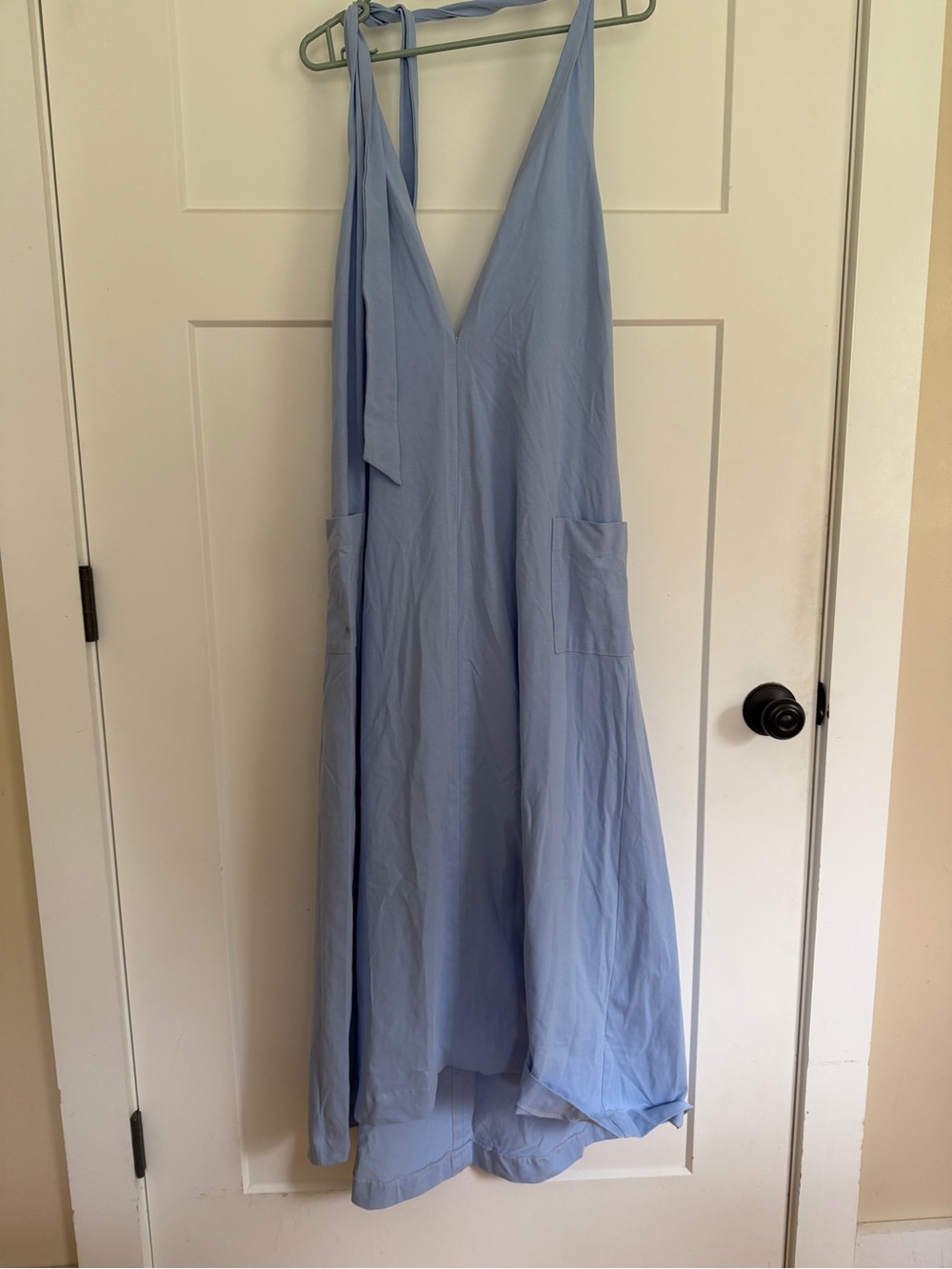 Light Blue Halter Women's Sundress with Pockets